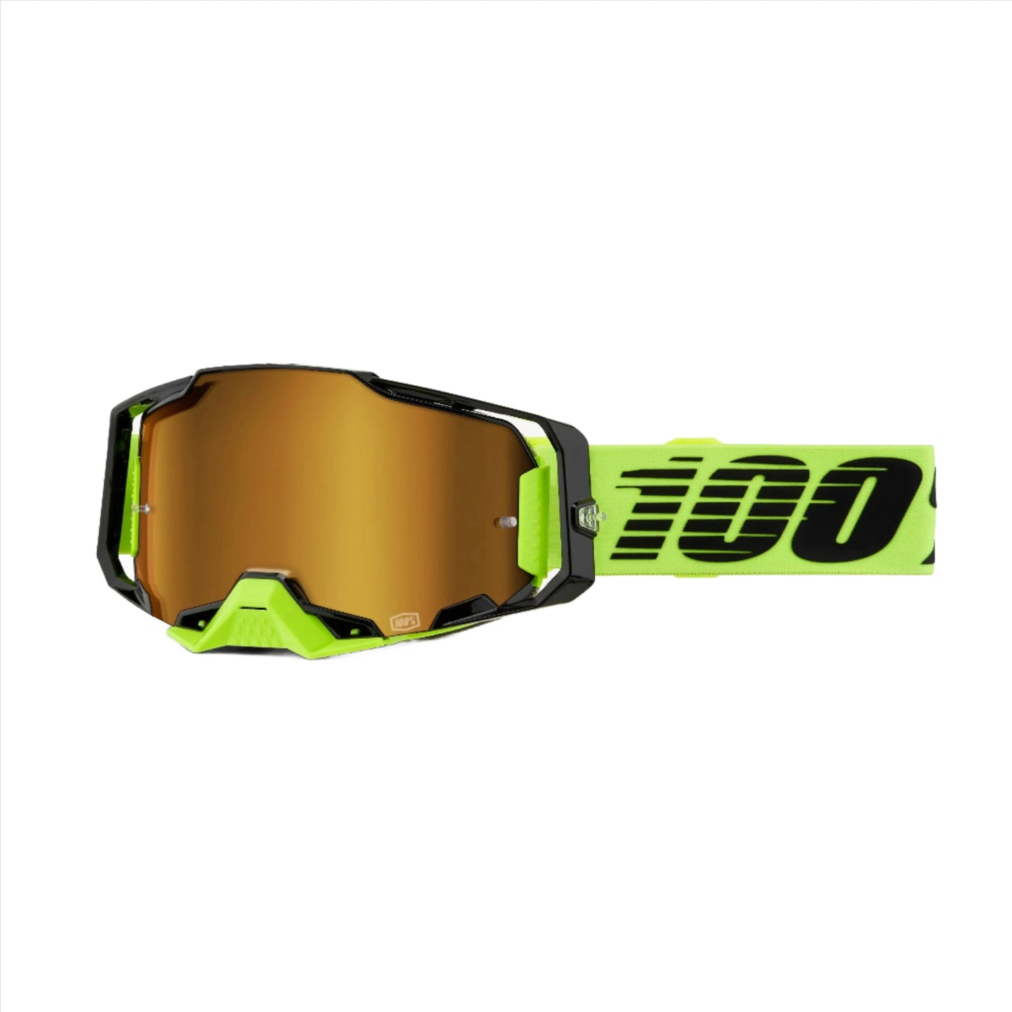 100 Percent Armega Goggles - One Size Fits Most - Neon Yellow - Mirror Gold Lens