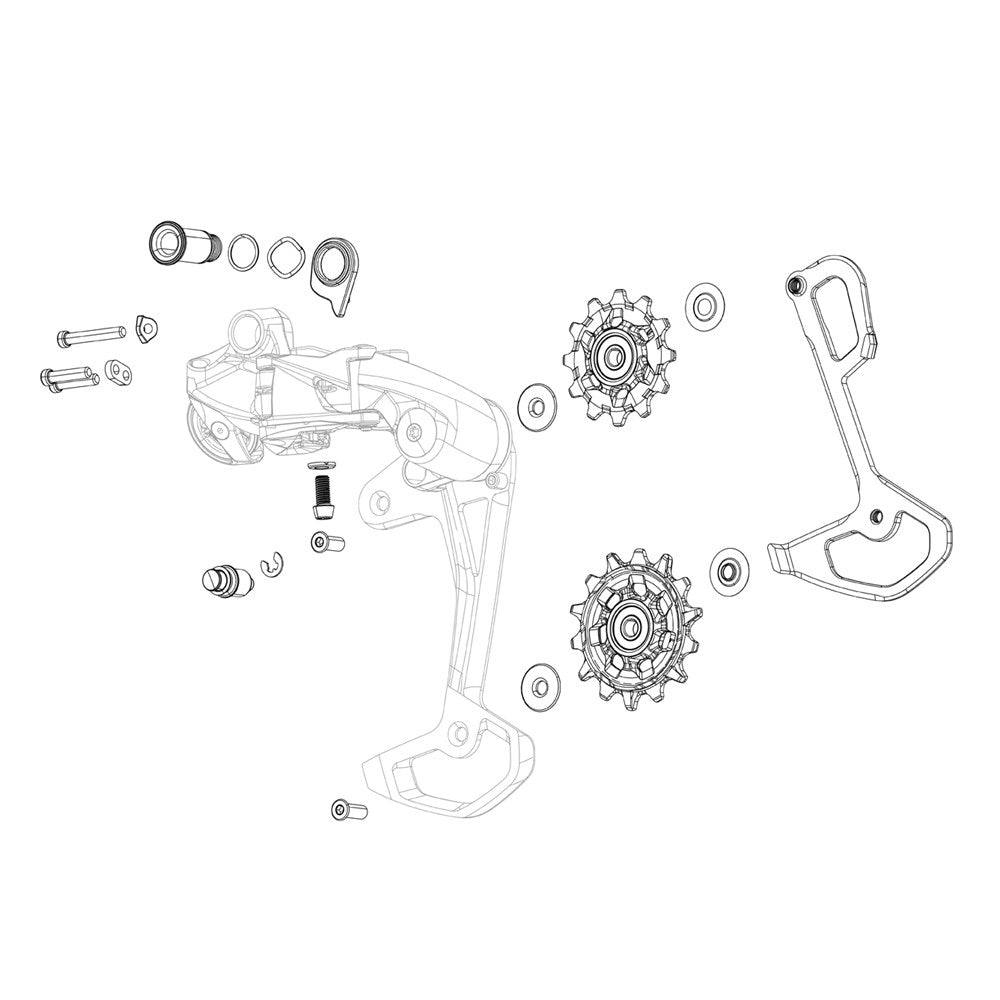 SRAM T-Type Rear Derailleur Cage Assembly Kit - Inner and Outer Cages; Pulley Wheels - SRAM 12 Speed - Black - XX