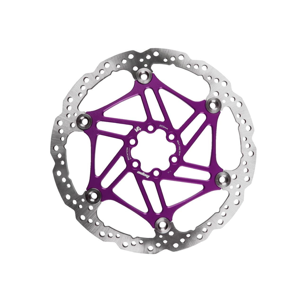 Hope V4 Vented Disc Brake Rotor - 203mm - 6 Bolt - Dual Layer 3.3mm - Purple