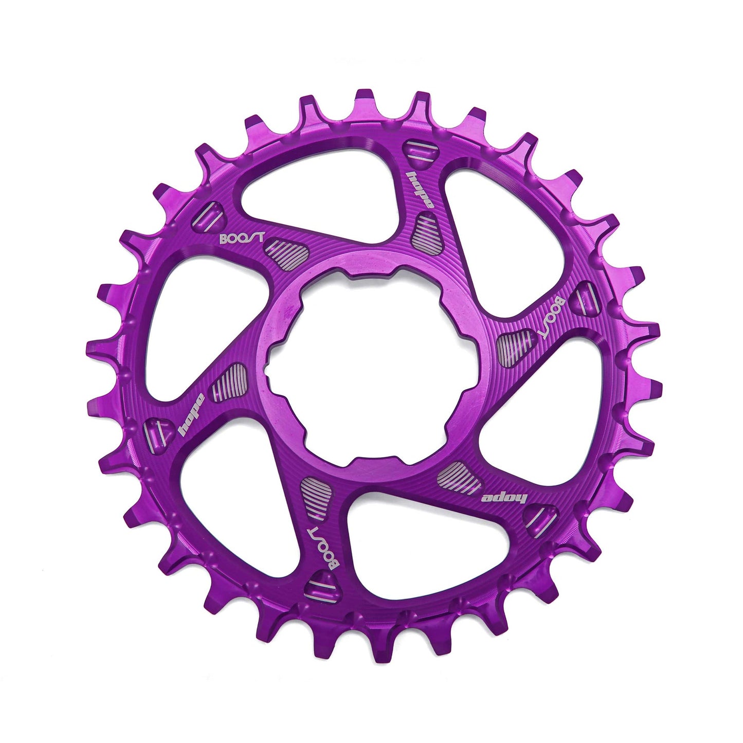 Hope Spiderless Retainer Chainring - Direct Mount - Hope - 51-53mm Chainline - Round - 34T - 9-12 Speed - Purple - Alloy