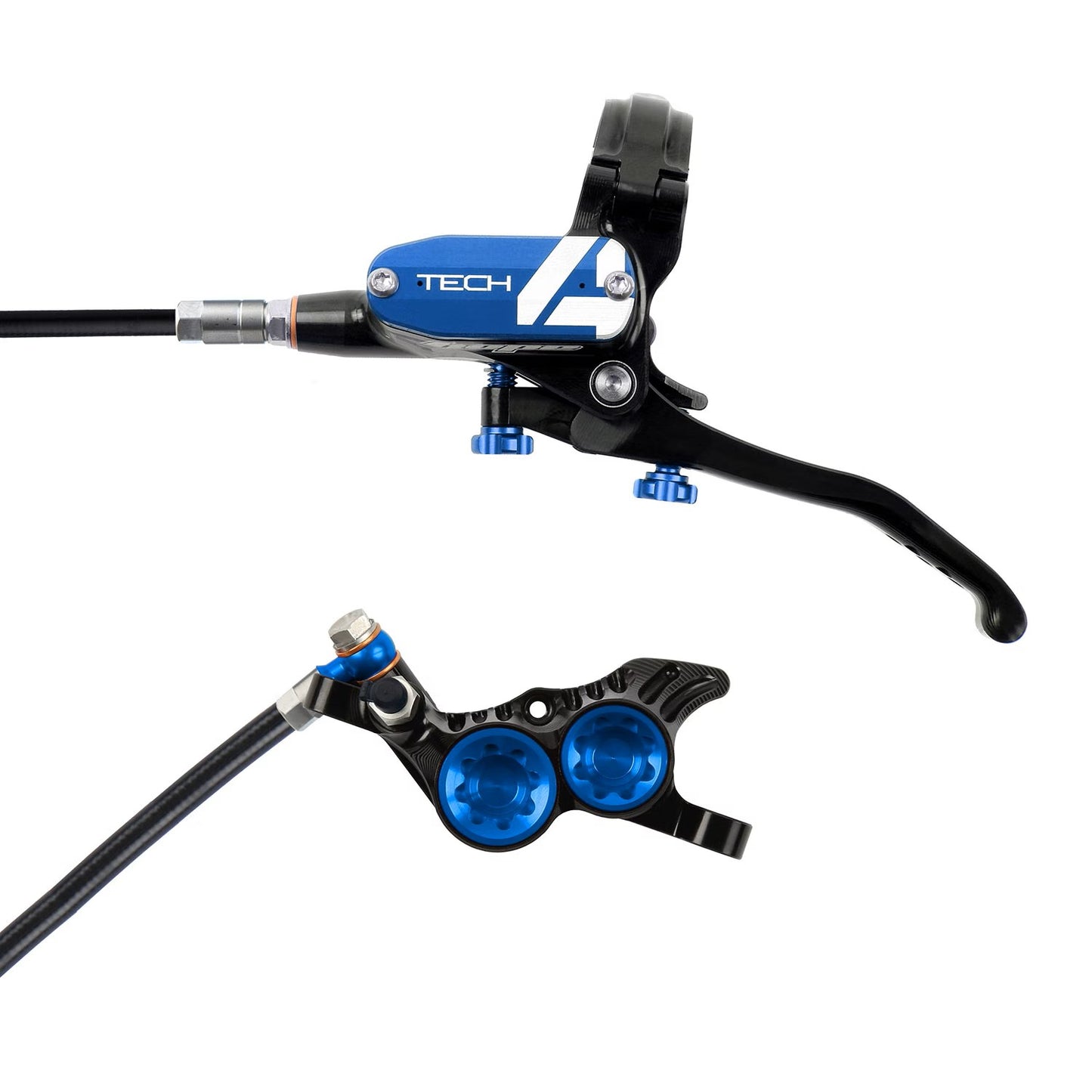 Hope Tech 4 E4 Disc Brake - Black-Blue - Rear - Left Lever - 1720mm