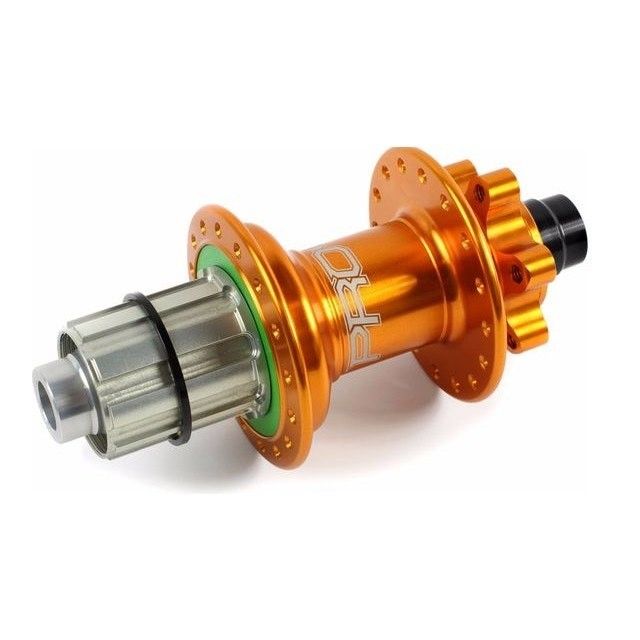 Hope Pro 4 Rear 6 Bolt Disc Hub - 12x142mm - 32 Hole - Shimano HG Splined Alloy - Orange